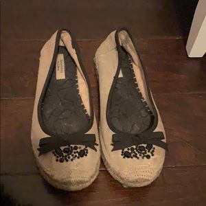 Vera wang flats. Black bow. Beaded embellishments